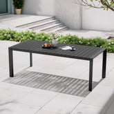 Pellebant 83 in. Outdoor Patio Dining Table with Umbrella Hole, Rust-Free Aluminum Frame and Weather-Resistant Wood-Like Top